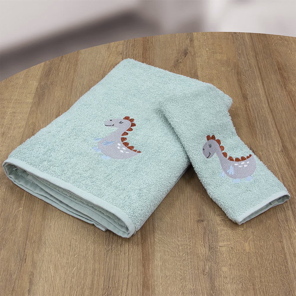 LINO Σετ Πετσέτες 2 Τεμαχίων Κεντητές Lagarto Μέντα