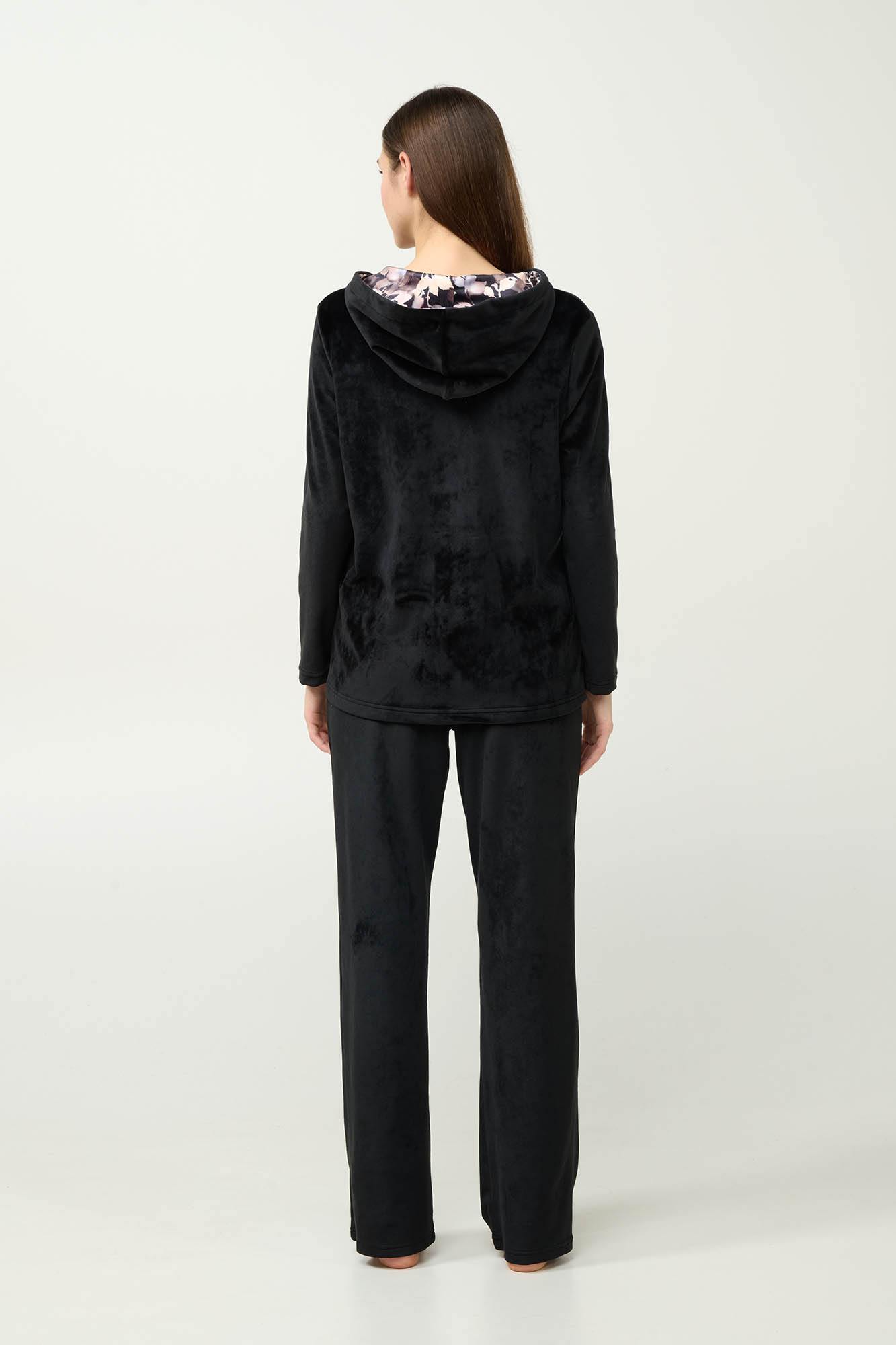 Γυναικείο Velvet Lounge Set με Κουκούλα