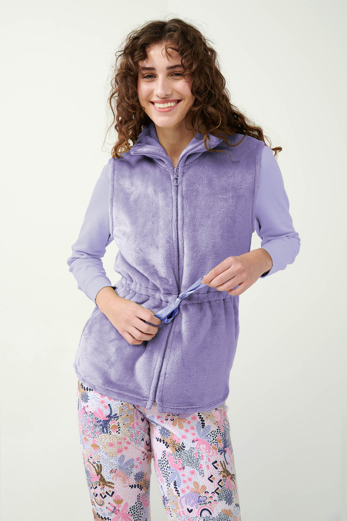 Μονόχρωμο Fleece Γιλέκο με Φερμουάρ