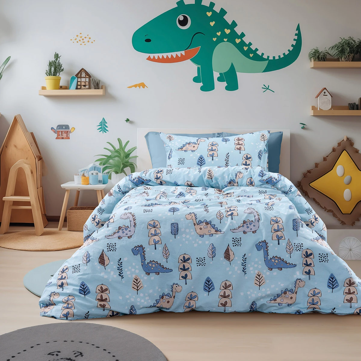 6325 Beauty Home Σετ σεντόνια μονά με λάστιχο Candy Art 6325 110x200+32 Σιέλ