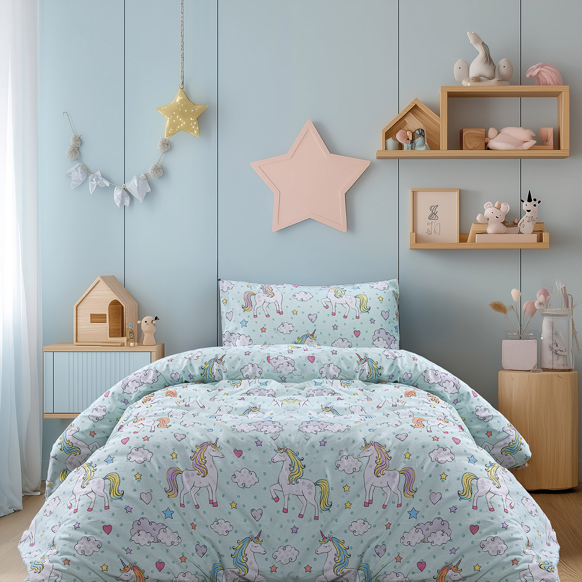 Beauty Home Σετ σεντόνια μονά με λάστιχο Candy Art 6327 110x200+32 Μέντα