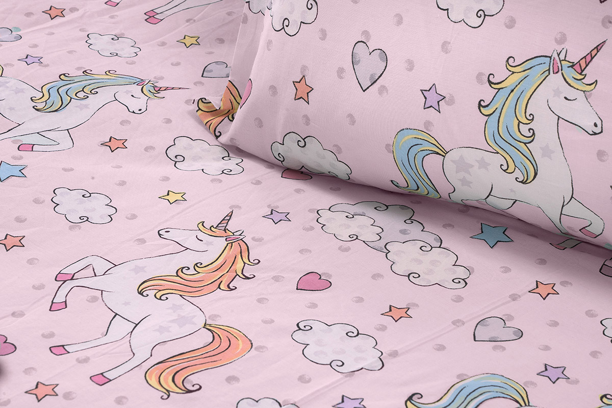 Beauty Home Σετ σεντόνια μονά με λάστιχο Candy Art 6328 110x200+32 Ροζ