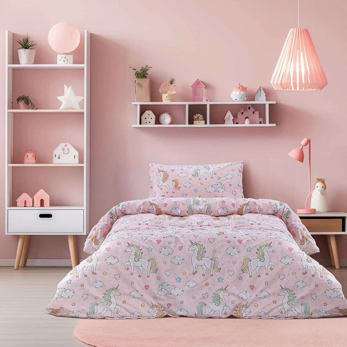 6328 Beauty Home Σετ σεντόνια μονά με λάστιχο Candy Art 6328 110x200+32 Ροζ