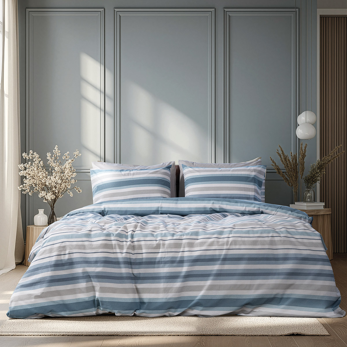 12561 Beauty Home Σετ Πάπλωμα υπέρδιπλο Moments Αrt 12561 220x240 Σιέλ,Γκρι