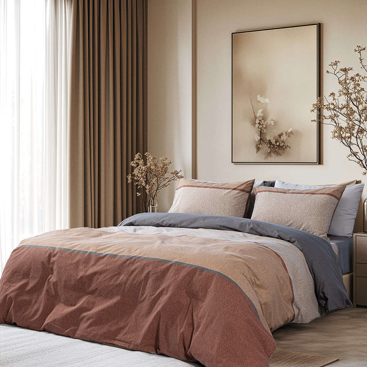 12565 Beauty Home Σετ Πάπλωμα υπέρδιπλο Moments Αrt 12565 220x240 Καφέ,Ανθρακί