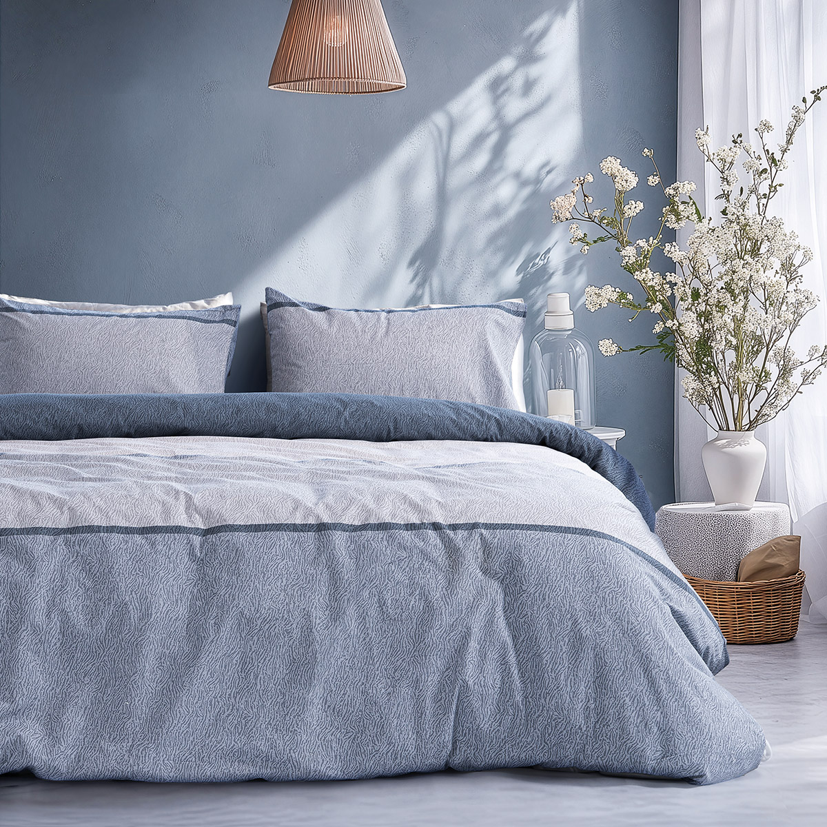 12566 Beauty Home Σετ Πάπλωμα υπέρδιπλο Moments Αrt 12566 220x240 Σιέλ,Γκρι