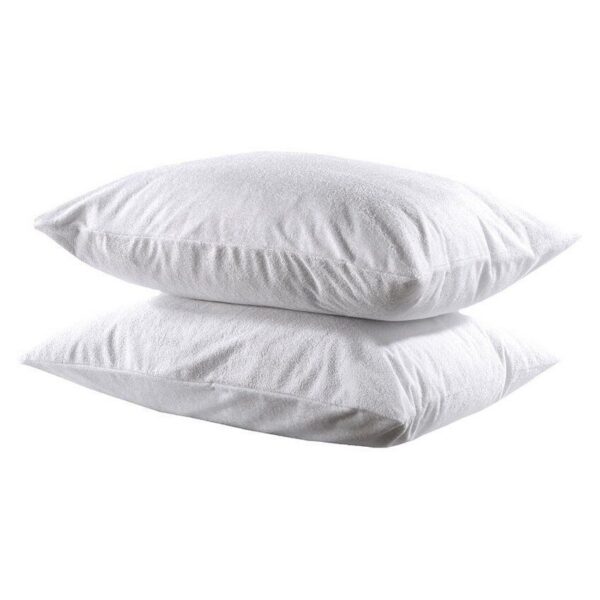 4300_pillowcases Beauty Home Ζεύγος ζέρσει αδιάβροχες προστατευτικές μαξιλαροθήκες Λευκό