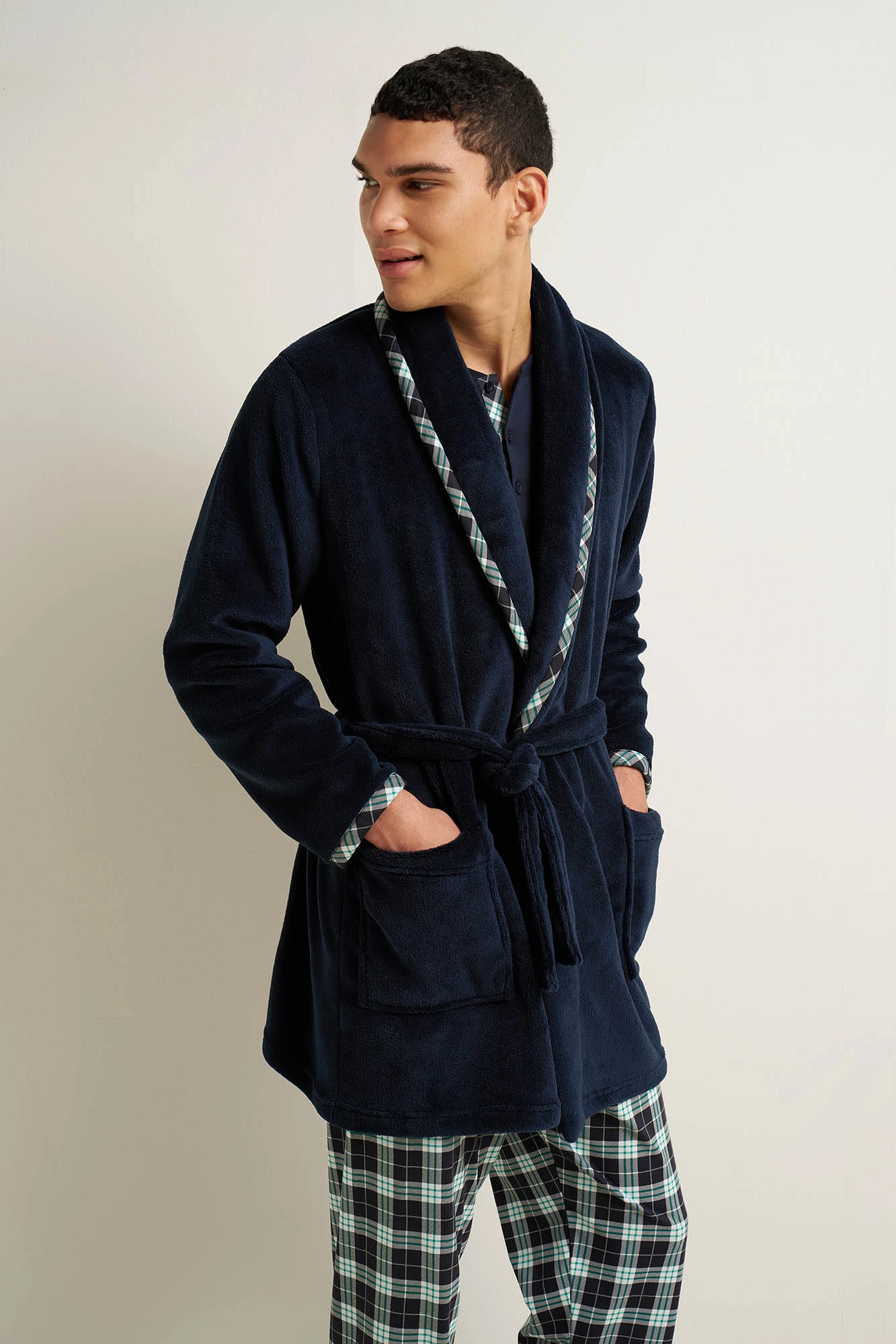 1_0143894315 Ανδρική Fleece Σταυρωτή Ρόμπα