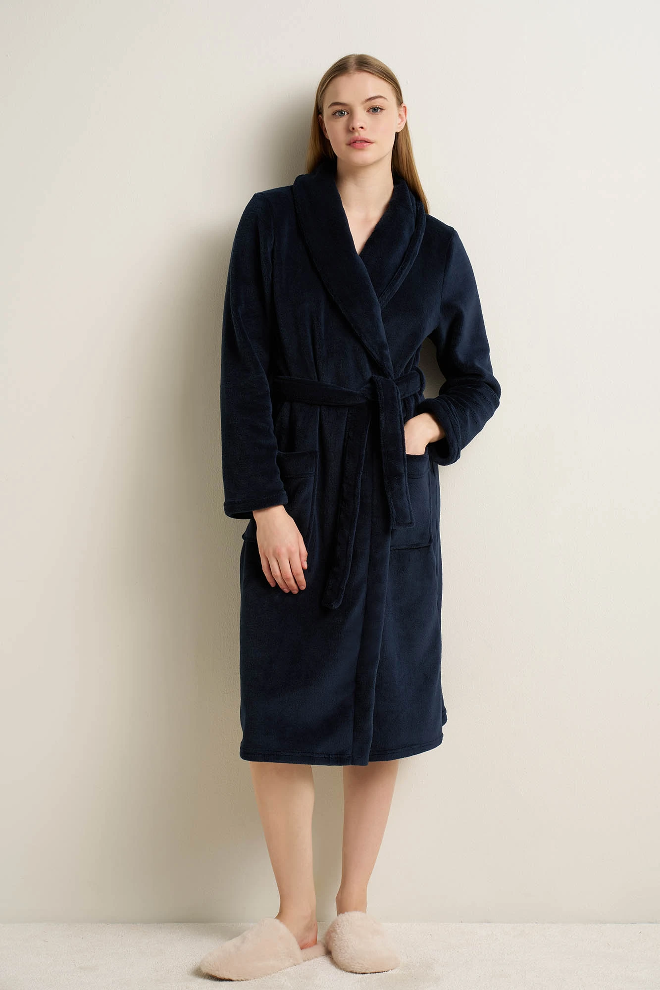 Μακριά Γυναικεία Σταυρωτή Fleece Ρόμπα