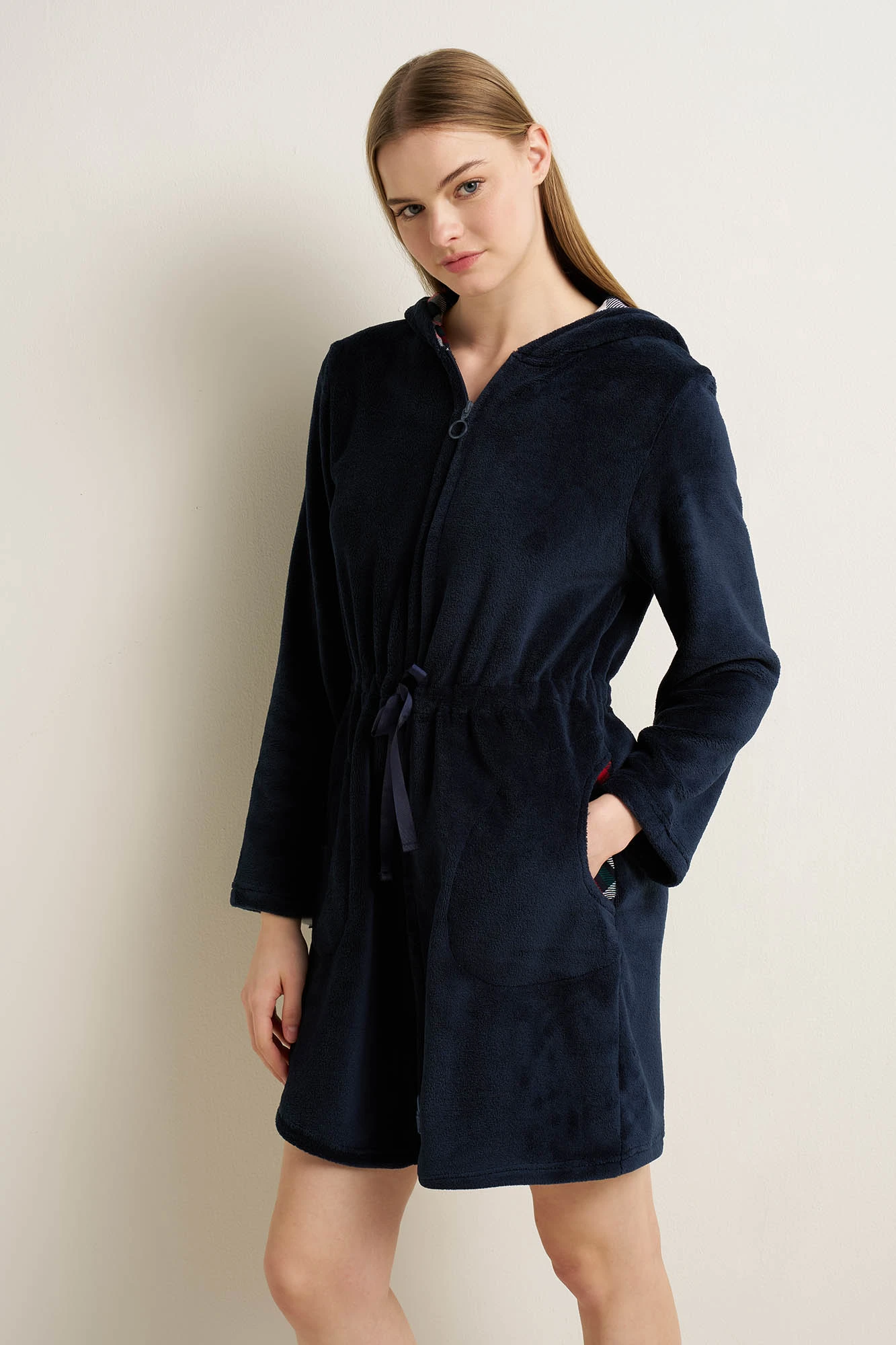 Γυναικεία Fleece Ρόμπα με Φερμουάρ