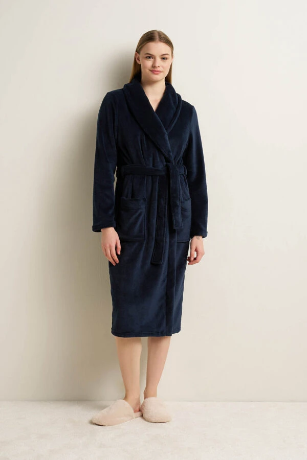 Μακριά Γυναικεία Σταυρωτή Fleece Ρόμπα