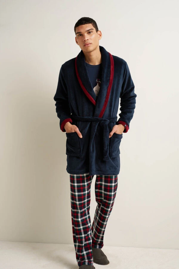 Ανδρική Σταυρωτή Fleece Ρόμπα