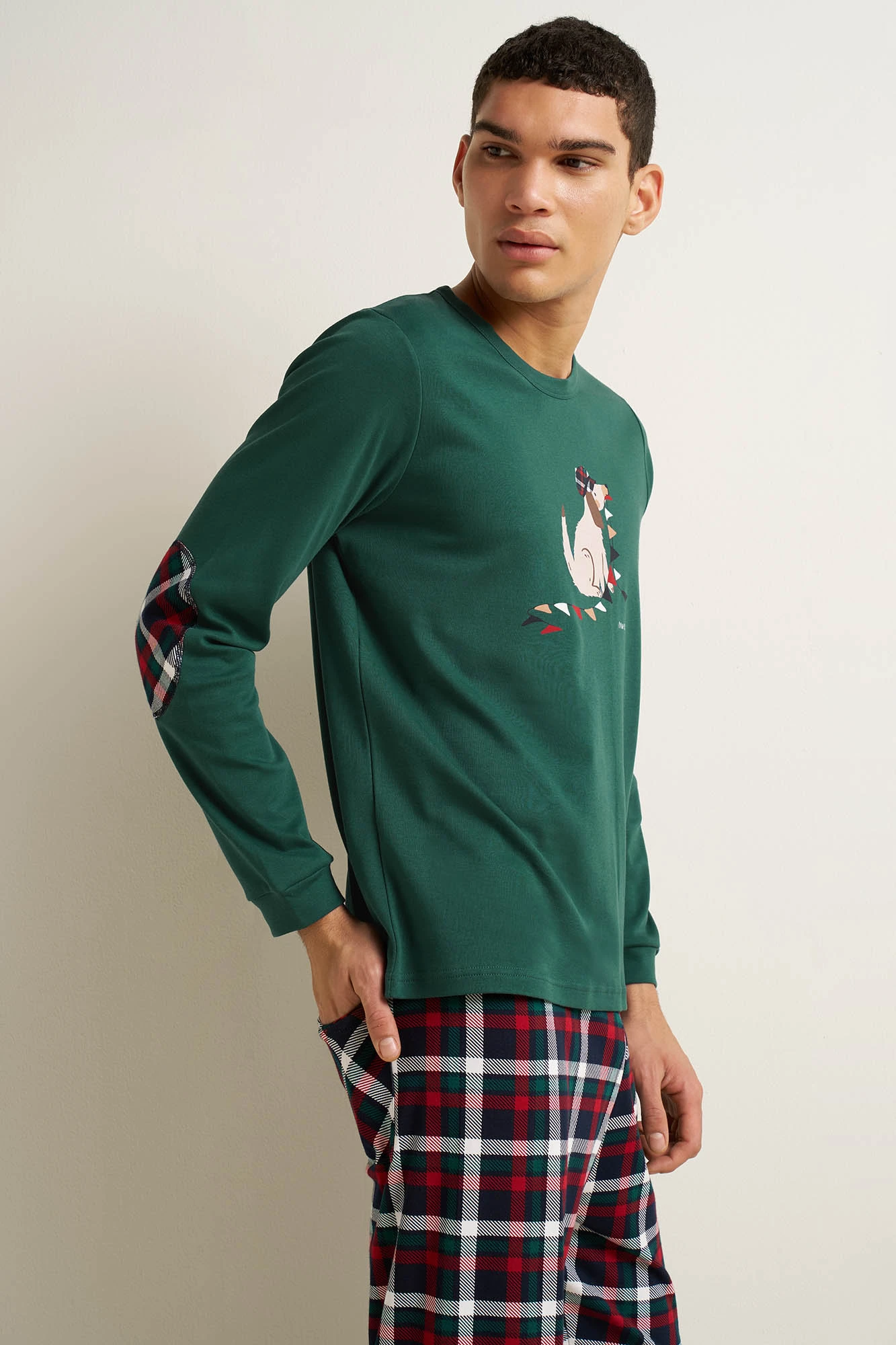 Ανδρική Matching Βαμβακερή Πυτζάμα με Μανσέτες