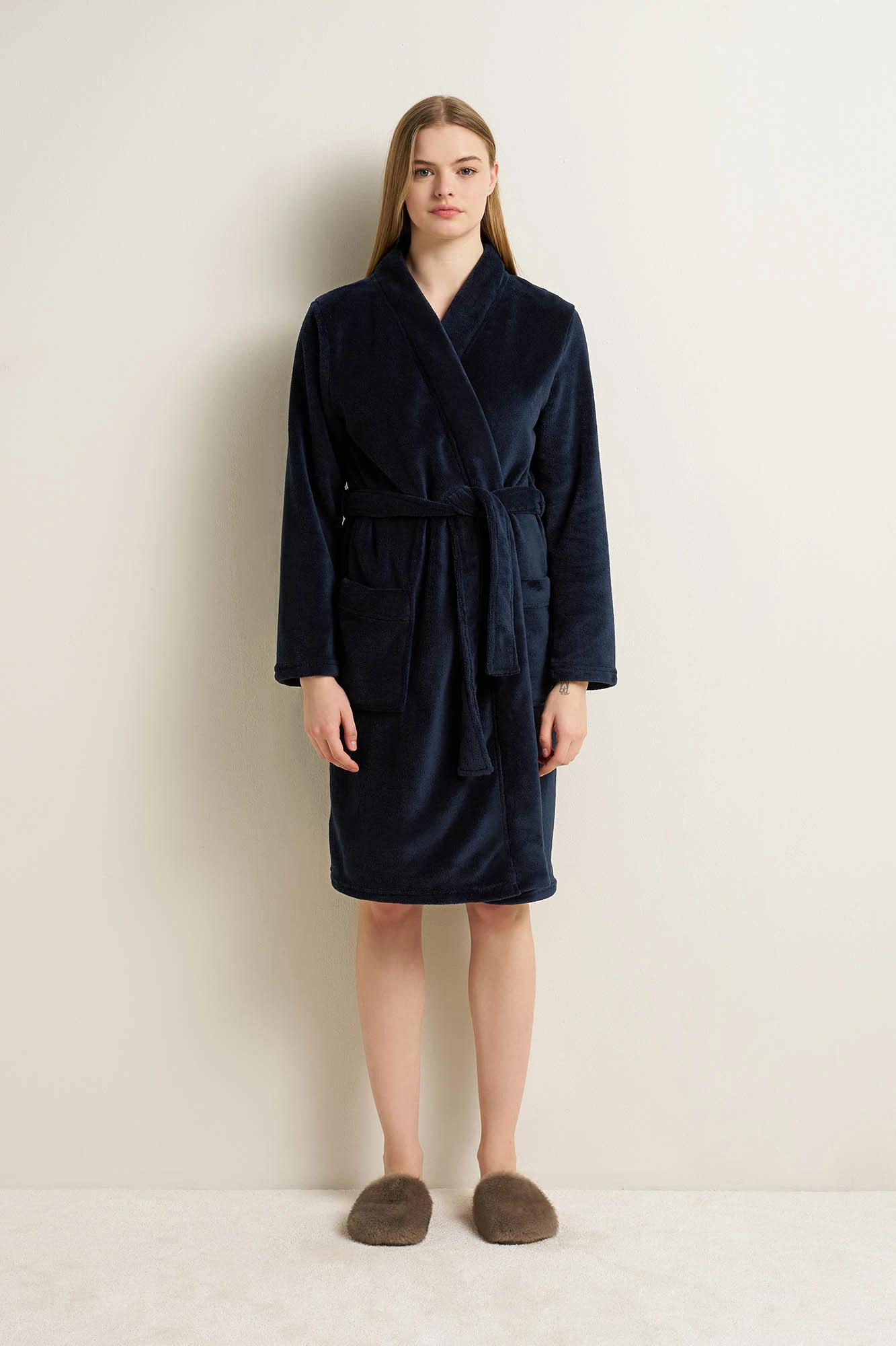 Γυναικεια Σταυρωτή Fleece Ρόμπα