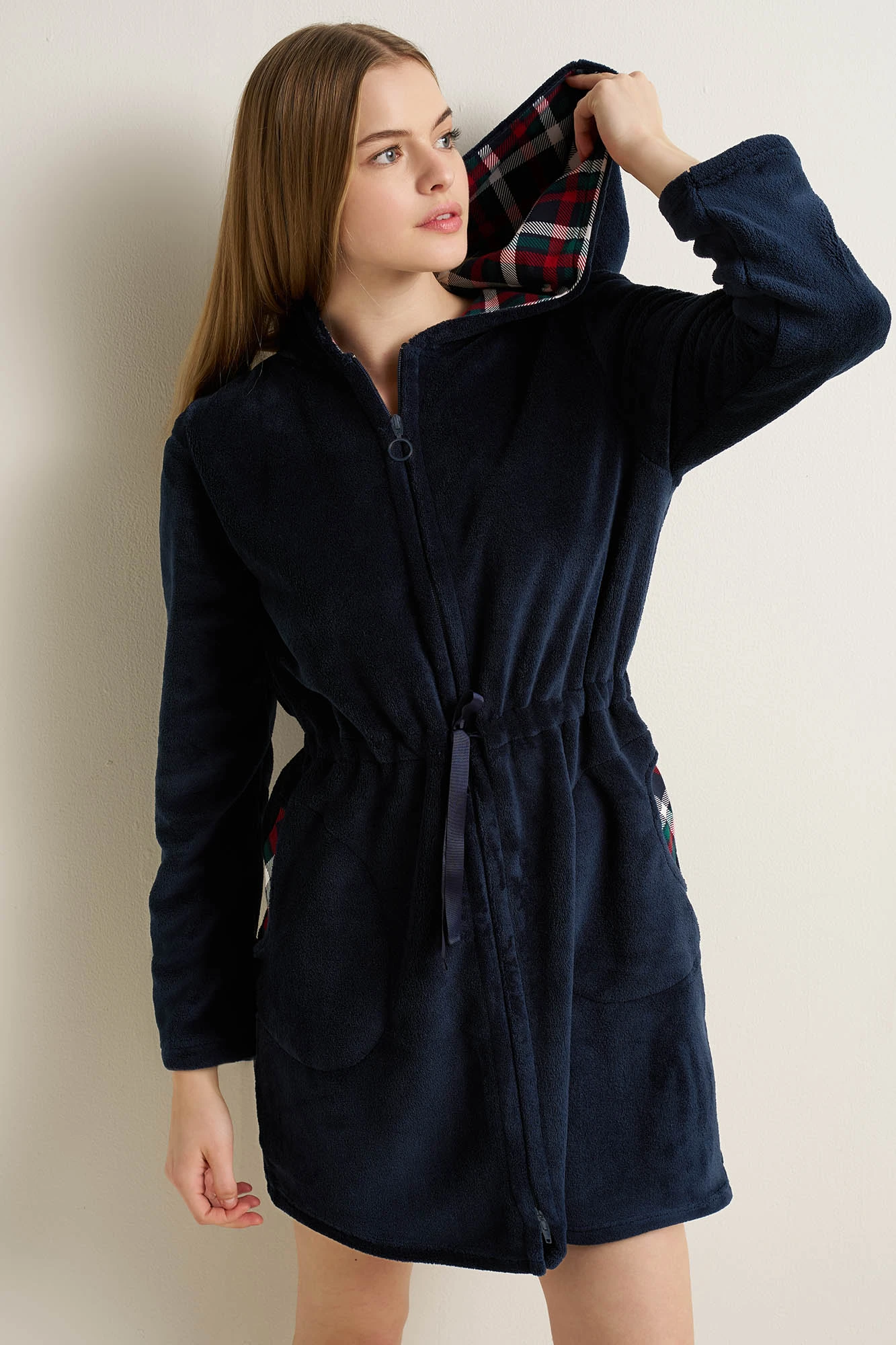 Γυναικεία Fleece Ρόμπα με Φερμουάρ
