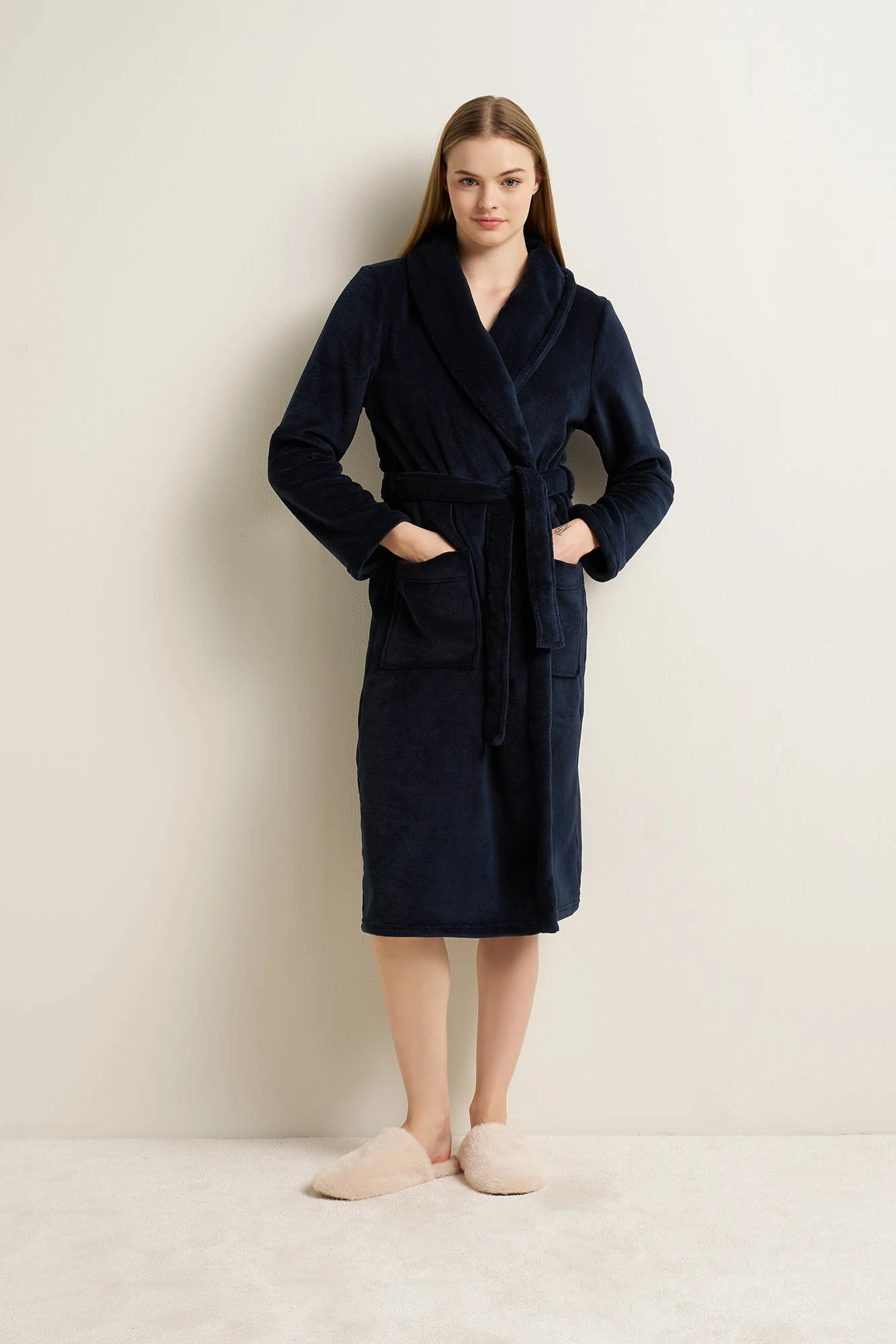 Μακριά Γυναικεία Σταυρωτή Fleece Ρόμπα