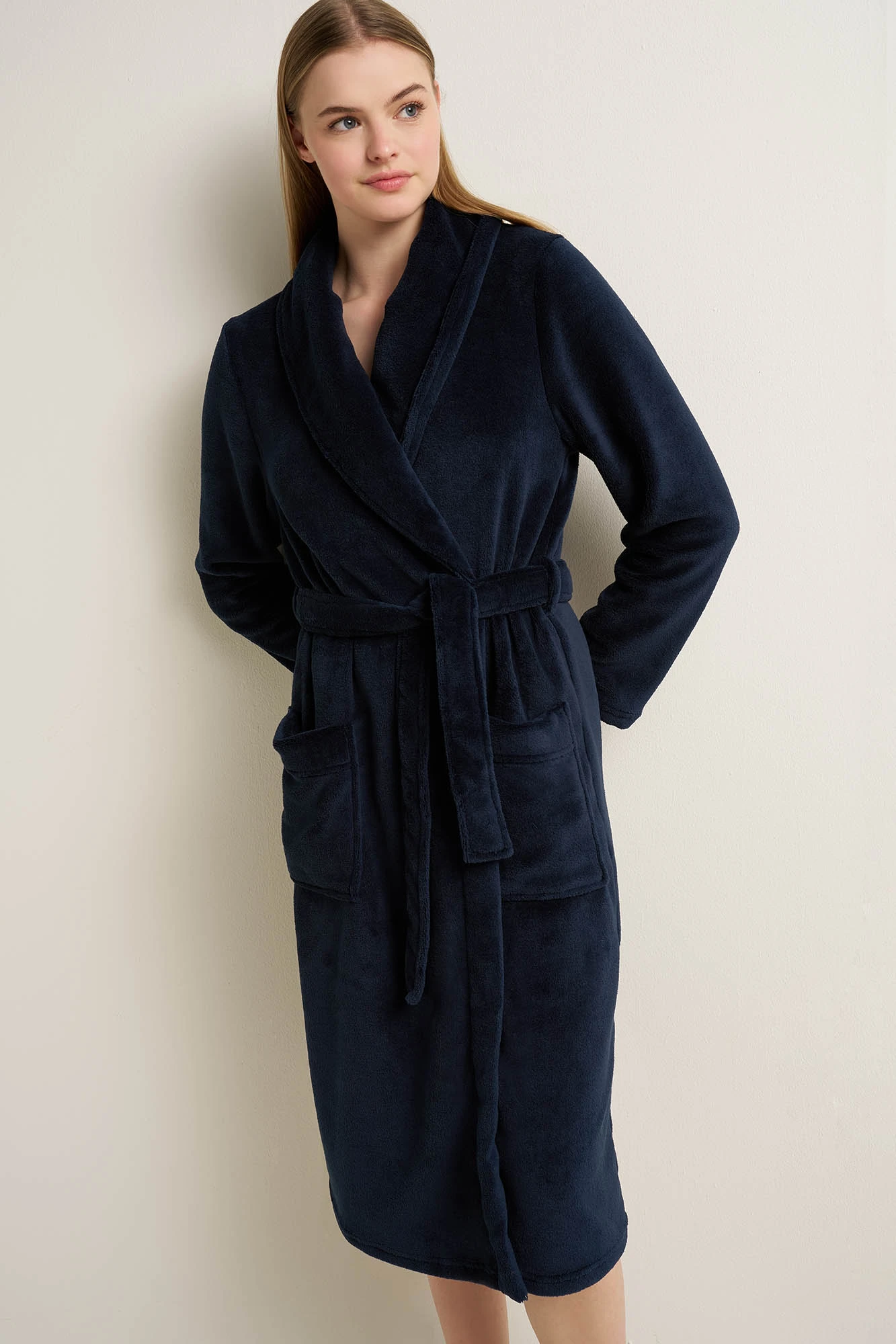 Μακριά Γυναικεία Σταυρωτή Fleece Ρόμπα