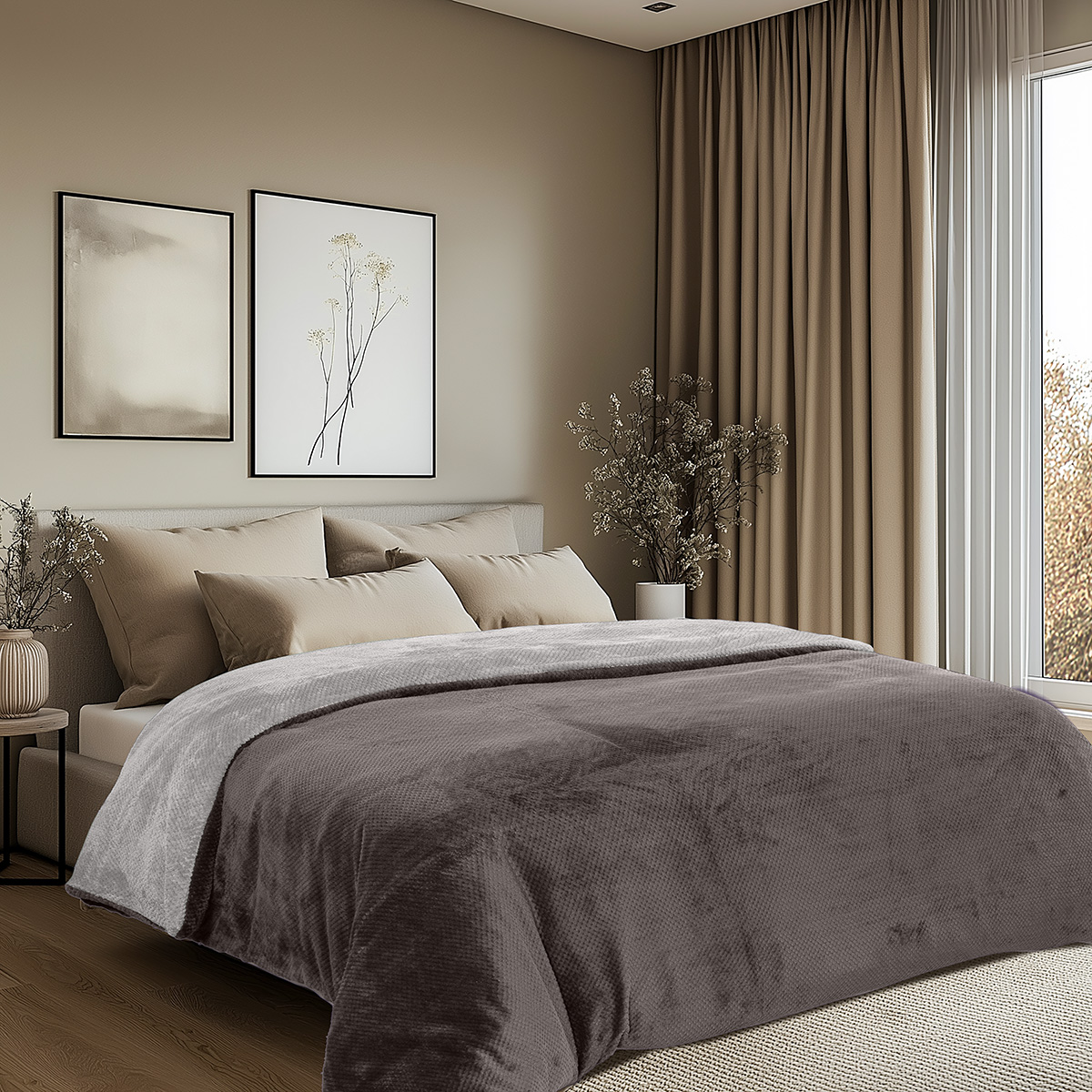 11602_Anthracitte-Grey_2 Beauty Home Παπλωματοθήκη υπέρδιπλη διπλής όψεως Art 11602 Jacquard fleece 700gsm Fiesta Plus 220x240 Ανθρακί,Γκρι