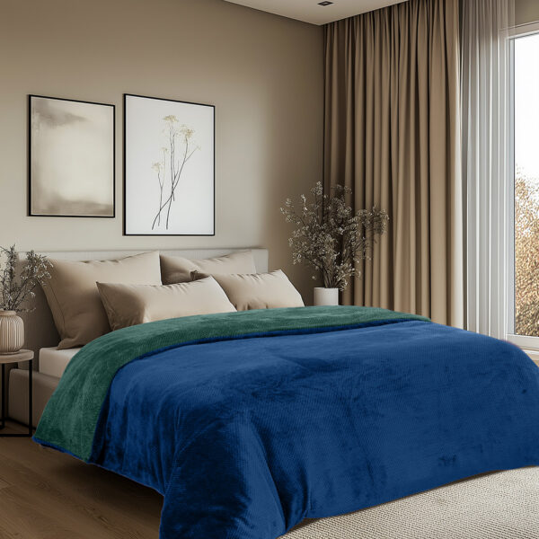11602_Blue-Green_2 Beauty Home Παπλωματοθήκη υπέρδιπλη διπλής όψεως Art 11602 Jacquard fleece 700gsm Fiesta Plus 220x240 Μπλε,Πράσινο