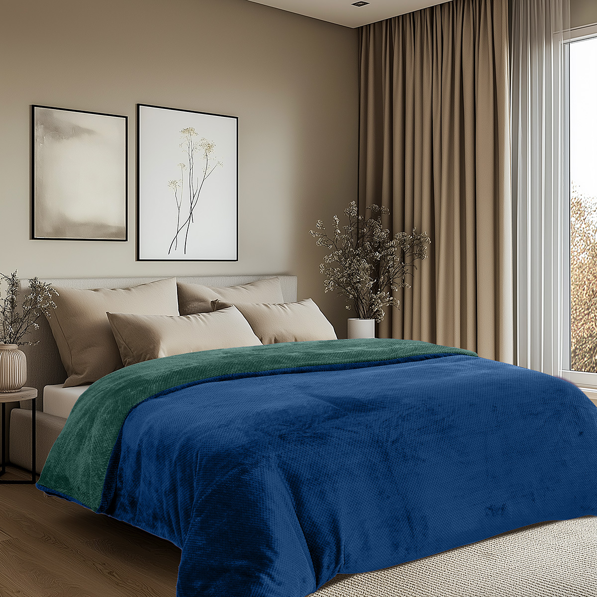 11602_Blue-Green_2 Beauty Home Παπλωματοθήκη υπέρδιπλη διπλής όψεως Art 11602 Jacquard fleece 700gsm Fiesta Plus 220x240 Μπλε,Πράσινο