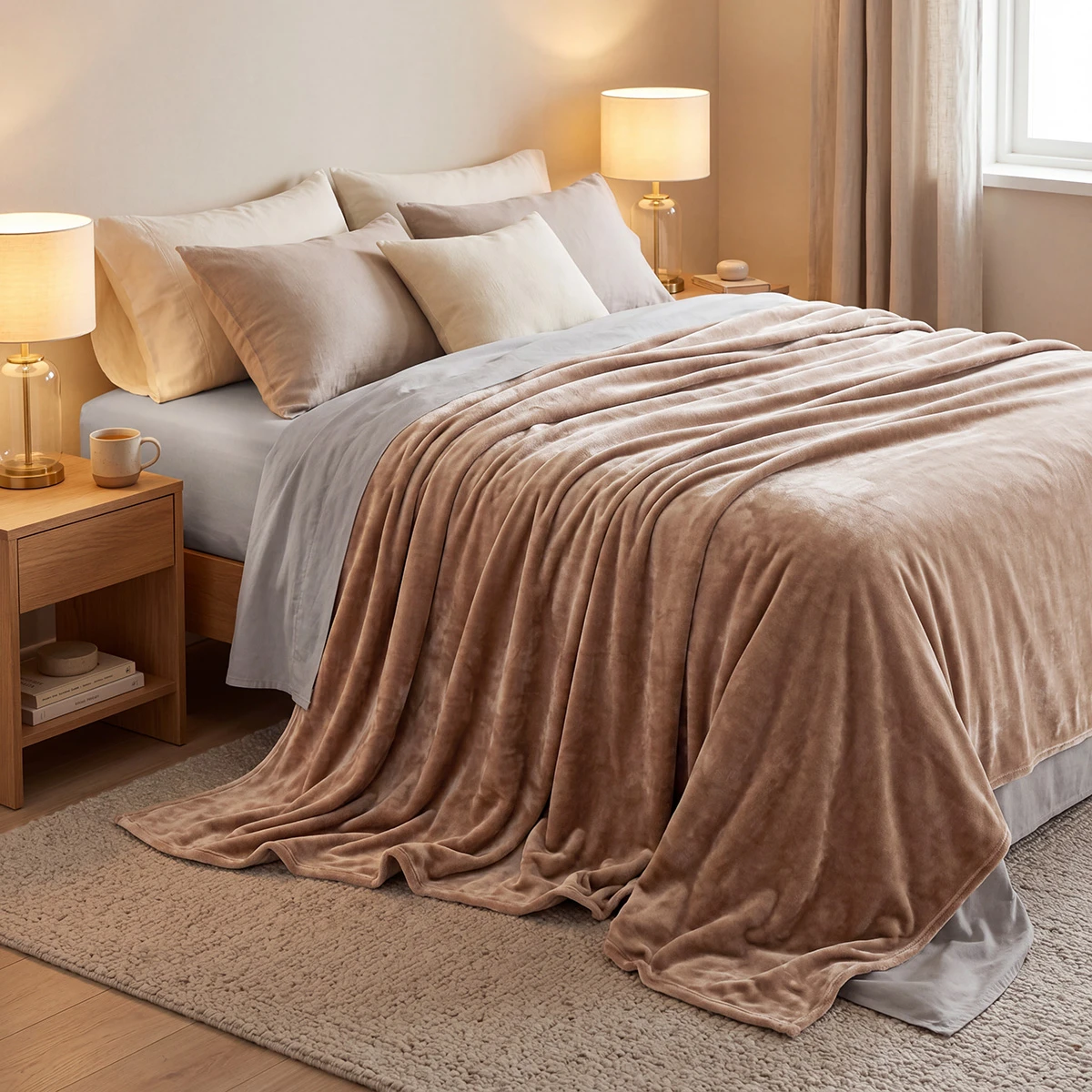12550_Beige Beauty Home Κουβέρτα υπέρδιπλη Velora Art 12550 100% polyester super soft 550gsm 220x240 Άμμου