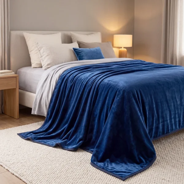 12550_Blue Beauty Home Κουβέρτα μονή Velora Art 12550 100% polyester super soft 550gsm 160x220 Μπλε