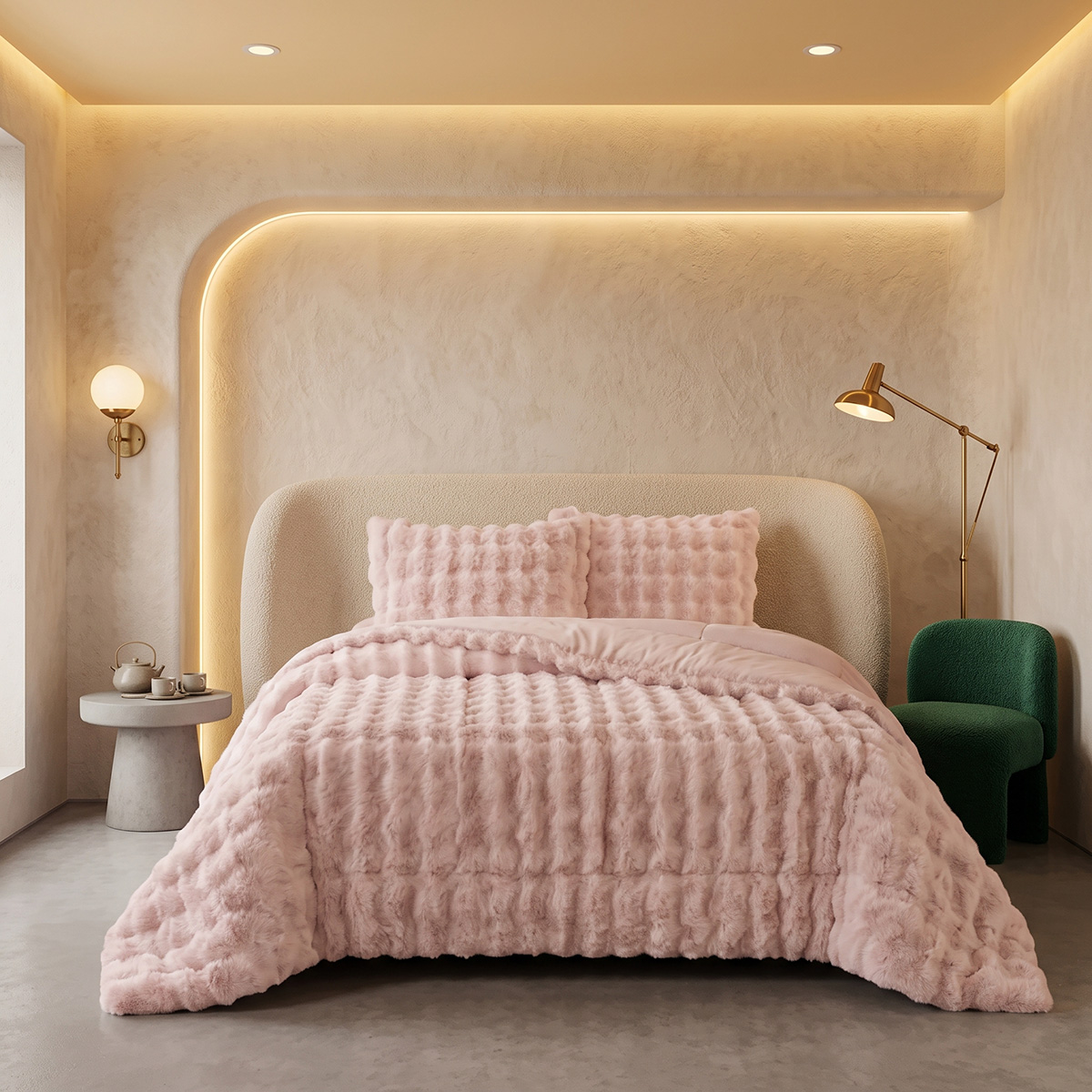 12664 Beauty Home Κουβερτοπάπλωμα γούνινο ημίδιπλο Art 12664 180x240 Ροζ
