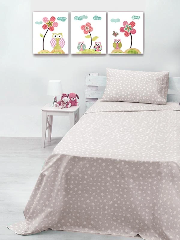 151-53-80 Σετ Σεντόνια cotton feelings 22 Grey Μονό με λάστιχο(105x205+30)
