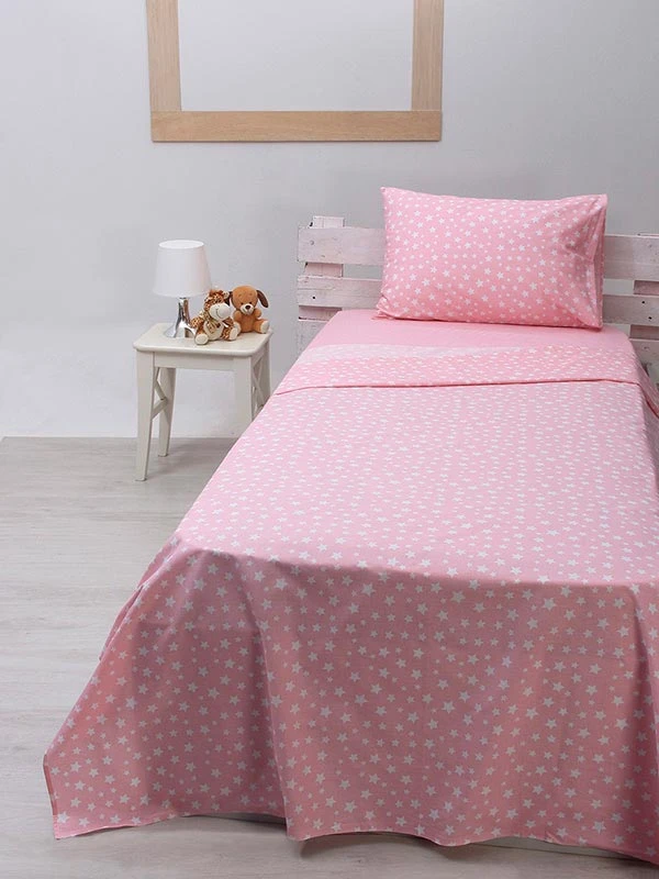 151-53-82 Σετ Σεντόνια cotton feelings 22 Pink Μονό με λάστιχο(105x205+30)