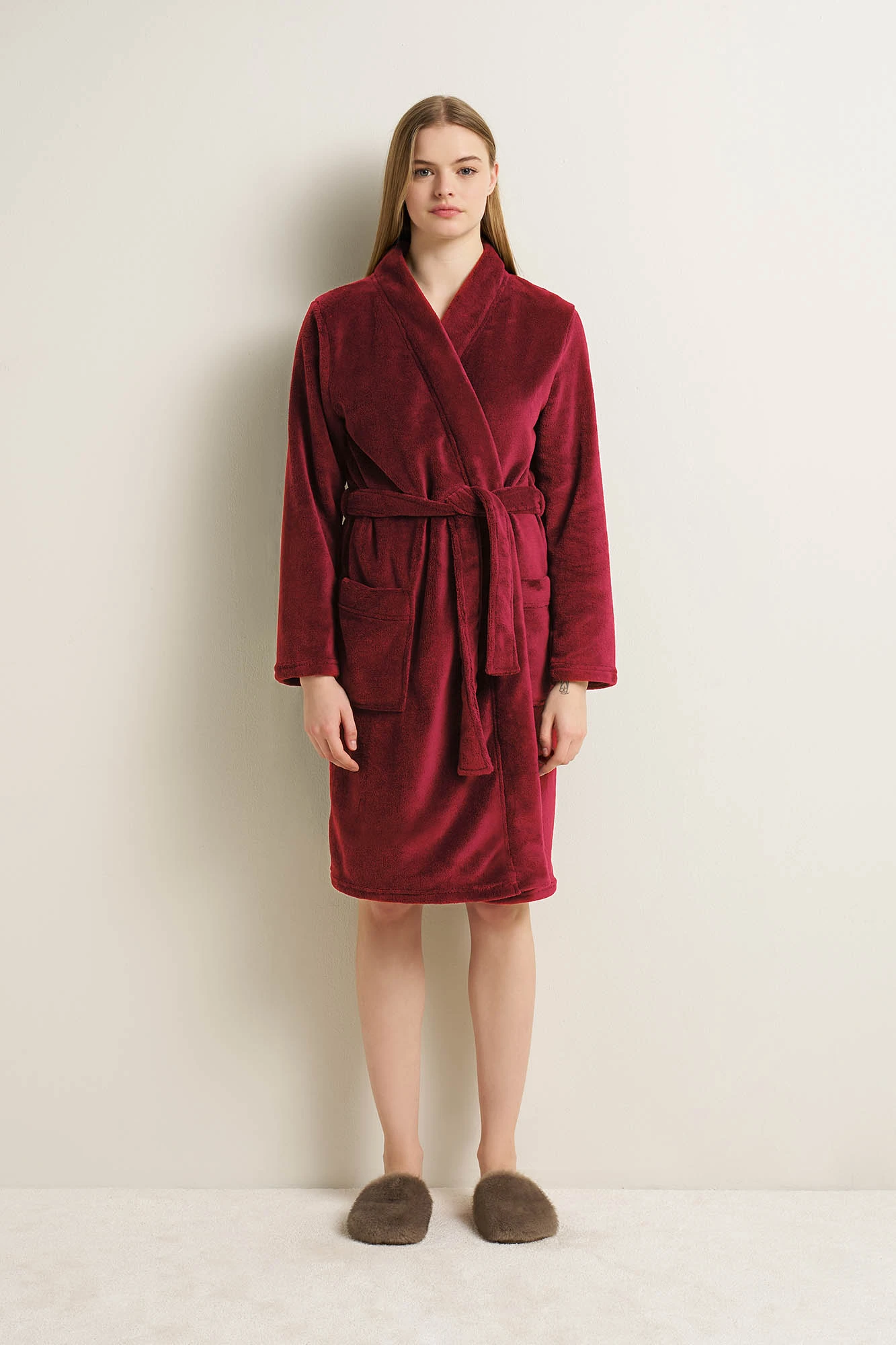 Γυναικεια Σταυρωτή Fleece Ρόμπα