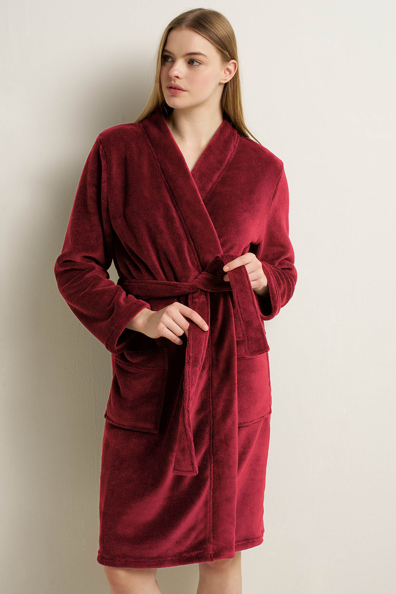 Γυναικεια Σταυρωτή Fleece Ρόμπα