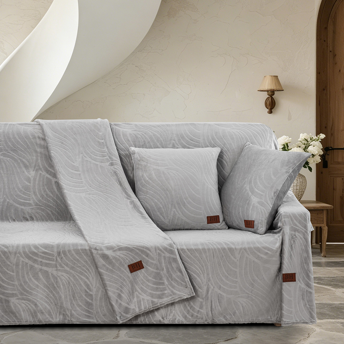 8671 Beauty Home Σετ ριχτάρι 3τμχ Sienna Art 8671 (180x160+180x250+180x300) Γκρι