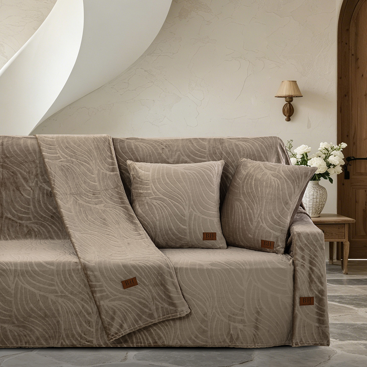 8672 Beauty Home Σετ ριχτάρι 3τμχ Sienna Art 8672 (180x160+180x250+180x300) Μόκα