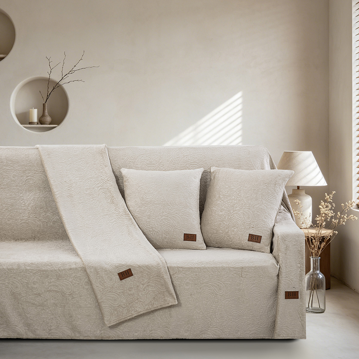 8673 Beauty Home Σετ ριχτάρι 3τμχ Sienna Art 8673 (180x160+180x250+180x300) Μπεζ