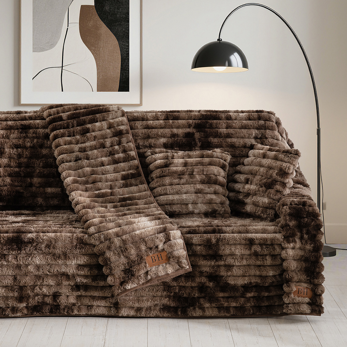 Beauty Home Σετ ριχτάρι 3τμχ Fur Tie Dye Art 8680 (180x160+180x250+180x300) Καφέ