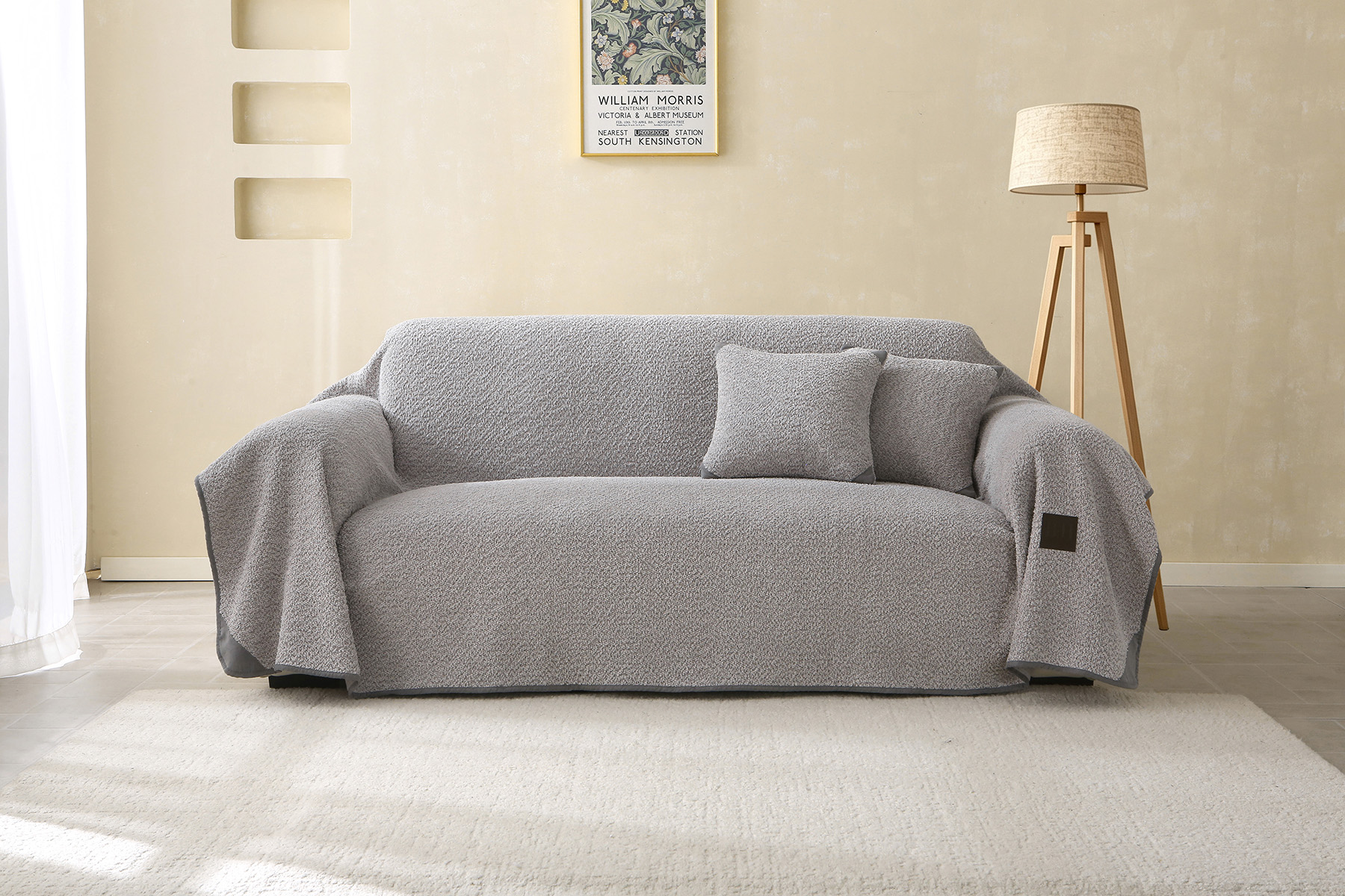 8831_1 Beauty Home Ριχτάρια σετ 3τμχ Lamb Plus Art 8831 (175x180+175x250+175x300) Γκρι
